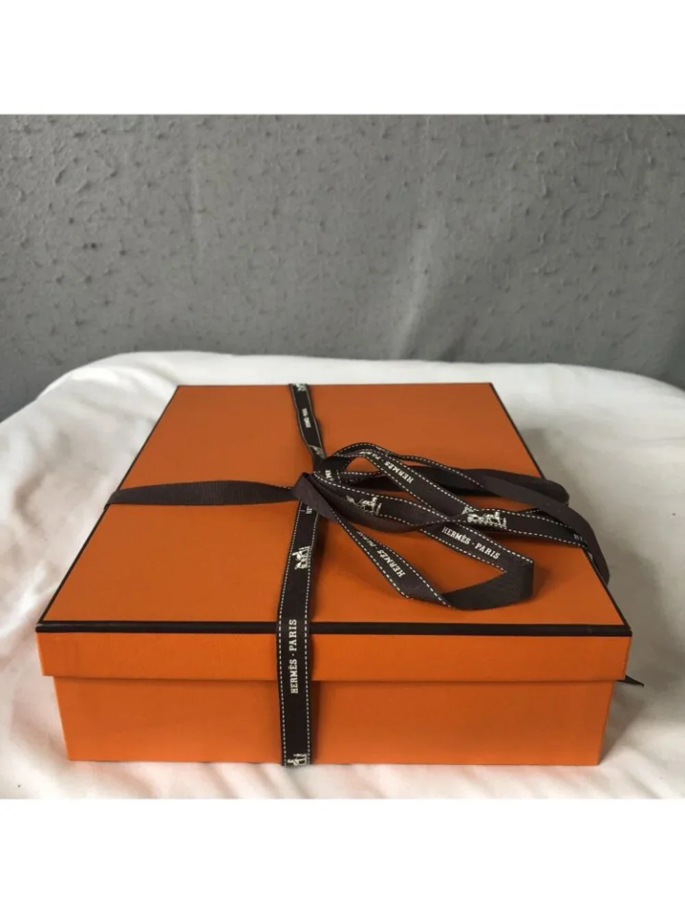Hermes Dust Bag Womens One Size Orange Herringbone Logo Box Ribbon Storage